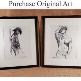 Framed matted figure drawing prints in the size of 11" x 14".