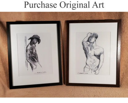 Framed matted figure drawing prints in the size of 11" x 14".