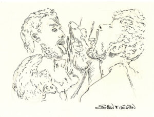 Gay male clusterfuck pen & ink drawing.