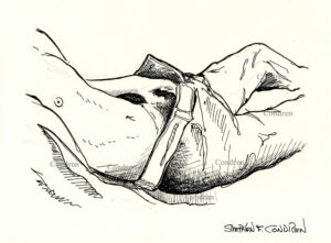 Hand In Pants Jacking Off Pen & Ink Figure Drawing And Prints #219B