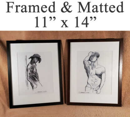 Framed prints in the size of 11" x 14" black.