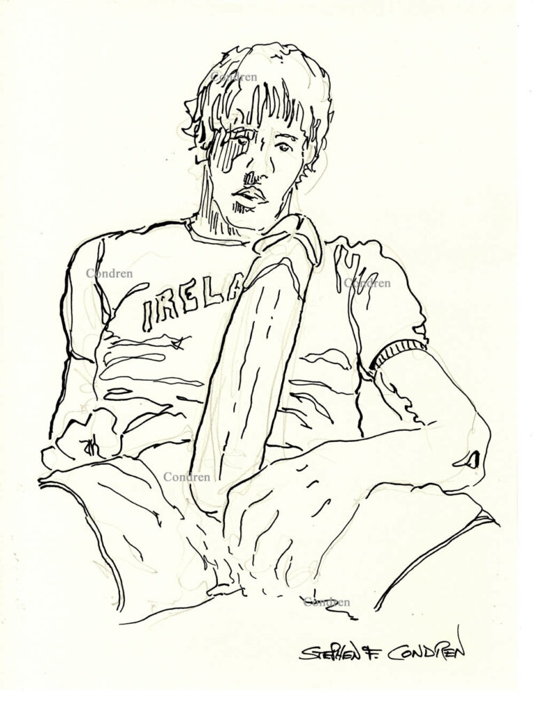 Young Man With Hardon Pen & Ink Figure Drawing #203B