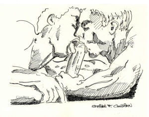 Two Boys Sucking One Cock Pen & Ink Figure Drawing And Prints #234B