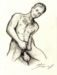 Naked Boys Sitting And Fucking Pencil Figure Drawing And Prints #237B