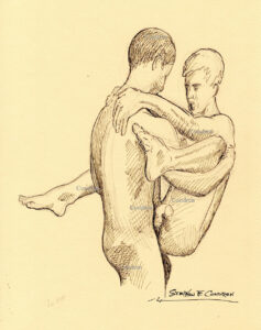 Nude Boys Fucking While Standing Pen & Ink Figure Drawing And Prints #240B