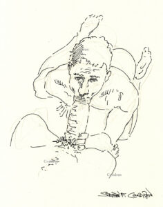 Boy Sucks Cock Pen & Ink Figure Drawing with Dirty Gay Sex Stories #253B