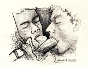 Boys Sucking Cock Pen & Ink Figure Drawing with Dirty Gay Sex Stories #254B