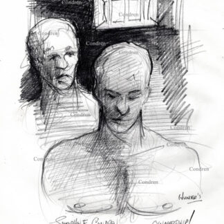 Naked prison slave paying homage to his gay sex master. Pencil gay male figure drawing.